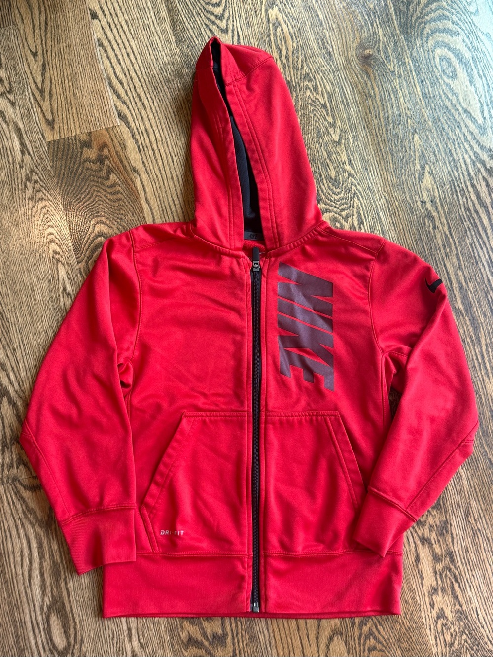 Nike Kids Red Full-Zip Hoodie with Black Logo